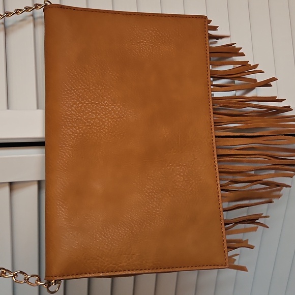 Tan Fringe Envelope Clutch - Picture 3 of 5